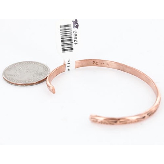 Handmade Certified Authentic Navajo Handstamped Handmade Copper Native American Bracelet 390810104225