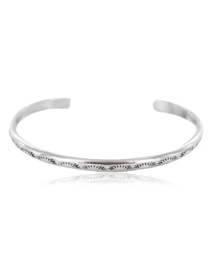 Handmade Certified Authentic Navajo Handstamped Handmade NICKEL Native American Bracelet 371026806177