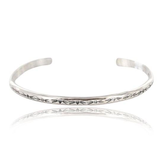 Handmade Certified Authentic Navajo Handstamped Handmade NICKEL Native American Bracelet 390794878780