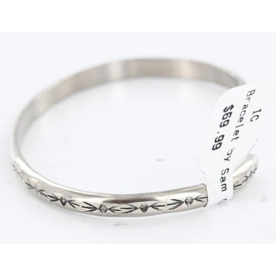 Handmade Certified Authentic Navajo Handstamped Handmade NICKEL Native American Bracelet 390794878780