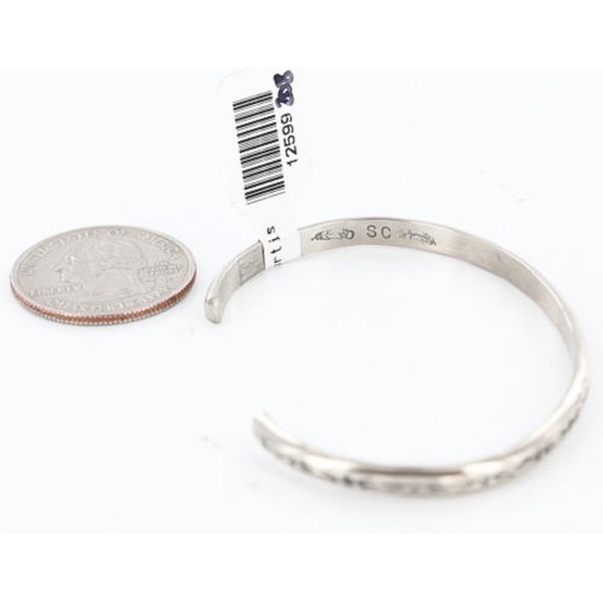Handmade Certified Authentic Navajo Handstamped Handmade NICKEL Native American Bracelet 390794878780