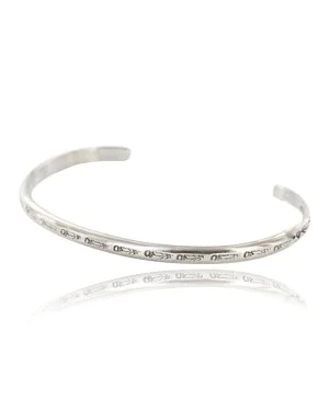 Handmade Certified Authentic Navajo Handstamped Handmade Nickel Native American Bracelet 390813146124