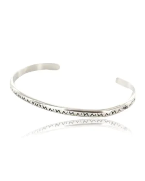 Handmade Certified Authentic Navajo Handstamped Handmade Nickel Native American Bracelet 390829084757