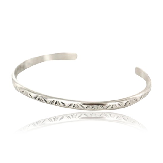 Handmade Certified Authentic Navajo Handstamped Handmade Nickel Native American Bracelet 390834774379