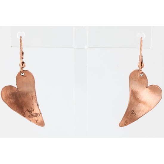 Handmade Certified Authentic Navajo Handstamped Heart Handmade Copper Native American Earrings 390828652340 All Products 390828652340 390828652340 (by LomaSiiva)