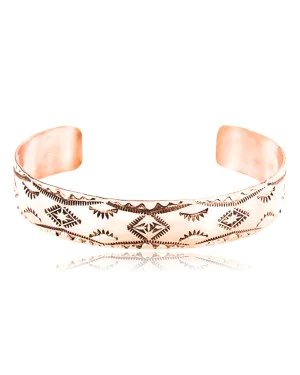 Handmade Certified Authentic Navajo Handstamped Real Handmade Copper Native American Bracelet 371019631581