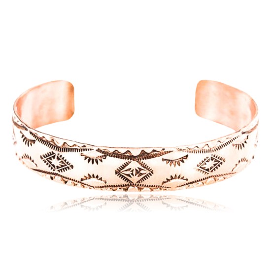 Handmade Certified Authentic Navajo Handstamped Real Handmade Copper Native American Bracelet 371019631581