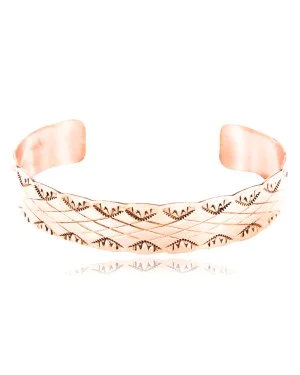 Handmade Certified Authentic Navajo Handstamped Real Handmade Copper Native American Bracelet 371019662393