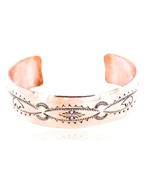 Handmade Certified Authentic Navajo Handstamped Real Handmade Copper Native American Bracelet 371019750110