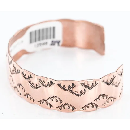 Handmade Certified Authentic Navajo Handstamped Real Handmade Copper Native American Bracelet 371021027211