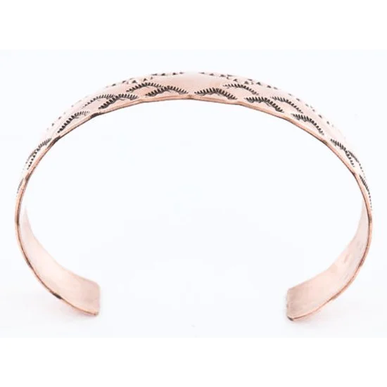 Handmade Certified Authentic Navajo Handstamped Real Handmade Copper Native American Bracelet 371021027211