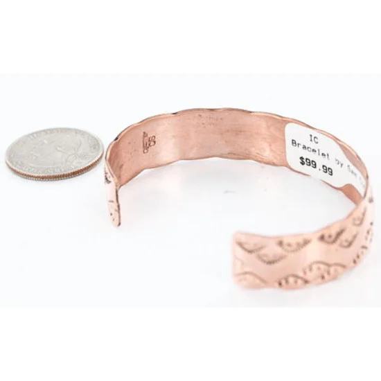 Handmade Certified Authentic Navajo Handstamped Real Handmade Copper Native American Bracelet 371021027211