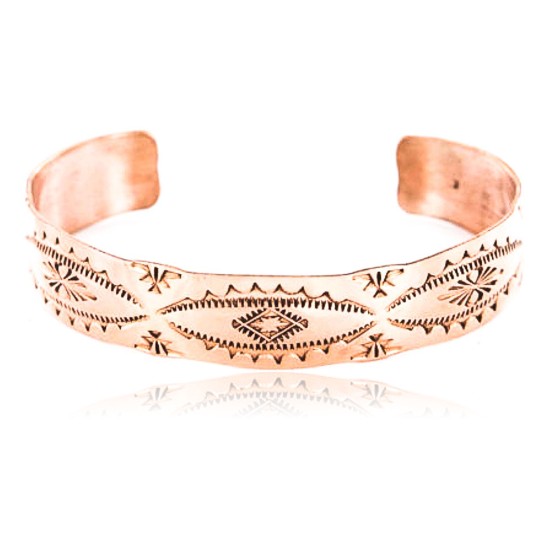 Handmade Certified Authentic Navajo Handstamped Real Handmade Copper Native American Bracelet 390791157071