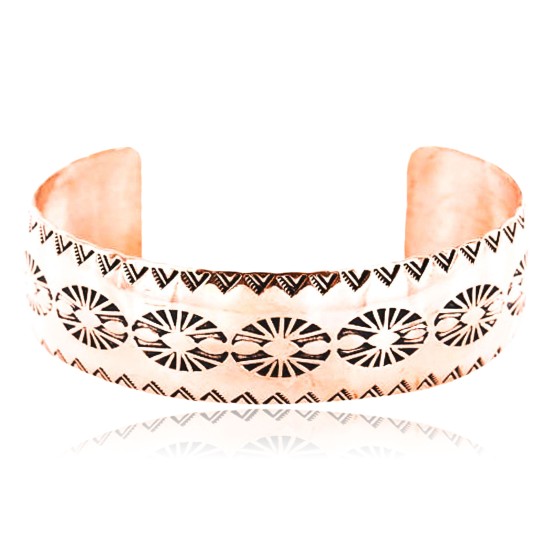 Handmade Certified Authentic Navajo Handstamped Real Handmade Copper Native American Bracelet 390792551058
