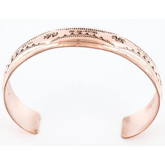 Handmade Certified Authentic Navajo Handstamped Real Handmade Copper Native American Bracelet 390792613844