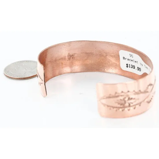 Handmade Certified Authentic Navajo Handstamped Real Handmade Copper Native American Bracelet 390794038337