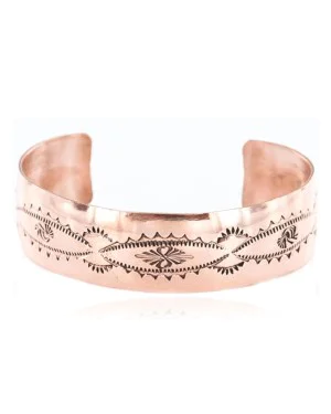 Handmade Certified Authentic Navajo Handstamped Real Handmade Copper Native American Bracelet 390794038337