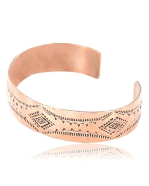 Handmade Certified Authentic Navajo Handstamped Real Handmade Copper Native American Bracelet 390824660424