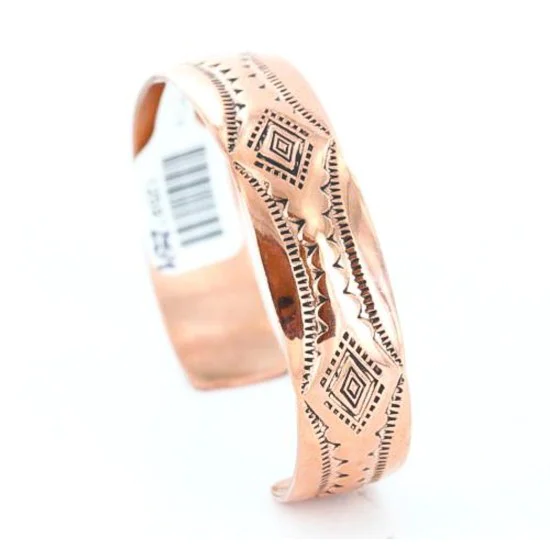 Handmade Certified Authentic Navajo Handstamped Real Handmade Copper Native American Bracelet 390824660424 Handmade Certified Authentic Navajo Handstamped Real Handmade Copper Native American Bracelet 390824660424