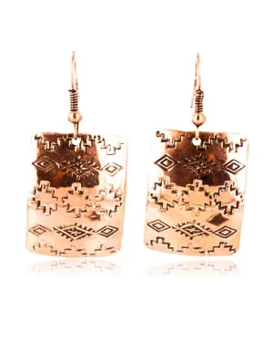 Handmade Certified Authentic Navajo Handstamped Real Handmade Copper Native American Earrings 371057636010