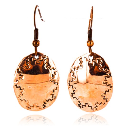 Handmade Certified Authentic Navajo Handstamped Real Handmade Copper Native American Earrings 390829936456