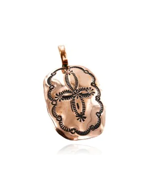 Navajo Handstamped Copper Pendant Native American Necklace 16975-2