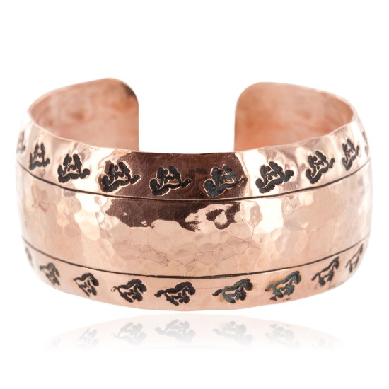 Handmade Certified Authentic Navajo Horse Hammered Pure Copper Native American Bracelet 12940