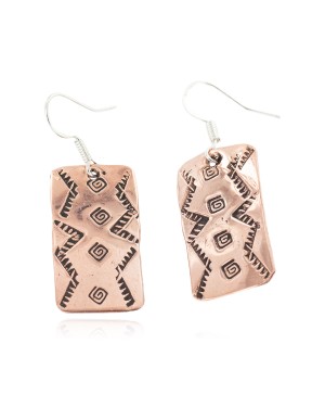 Handmade Navajo Pure Copper Dangle Earrings 18170-12