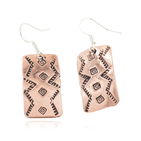 Handmade Navajo Pure Copper Dangle Earrings 18170-12 Handmade Navajo Pure Copper Dangle Earrings 18170-12