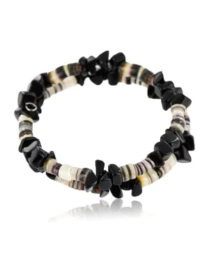 Handmade Certified Authentic Navajo Natural Onyx and Heishi Native American Bracelet 390776437222