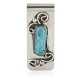 Handmade Certified Authentic Navajo Nickel and .925 Sterling Silver Natural Blue Diamond Turquoise Native American Money Clip 11264-6