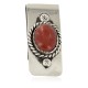 Handmade Certified Authentic Navajo Nickel and .925 Sterling Silver Natural Red Jasper Native American Money Clip 11250-1