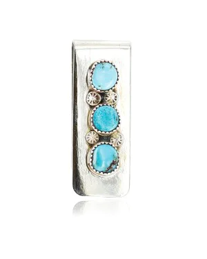 Handmade Certified Authentic Navajo Nickel and .925 Sterling Silver Natural Turquoise Native American Money Clip 10528-2 Handmade Certified Authentic Navajo Nickel and .925 Sterling Silver Natural Turquoise Native American Money Clip 10528-2