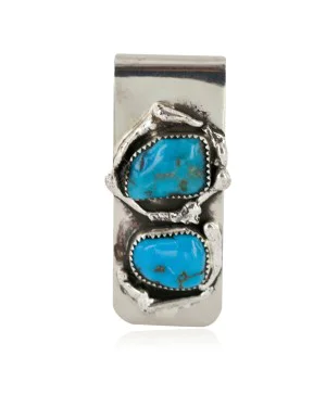 Handmade Certified Authentic Navajo Nickel and .925 Sterling Silver Natural Turquoise Native American Money Clip 10530-1 Handmade Certified Authentic Navajo Nickel and .925 Sterling Silver Natural Turquoise Native American Money Clip 10530-1