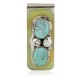 Handmade Certified Authentic Navajo Nickel and .925 Sterling Silver Natural Turquoise Native American Money Clip 10530-5