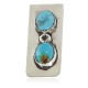 Handmade Certified Authentic Navajo Nickel and .925 Sterling Silver Natural Turquoise Native American Money Clip 11240-2