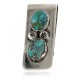 Handmade Certified Authentic Navajo Nickel and .925 Sterling Silver Natural Turquoise Native American Money Clip 11240-3