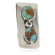 Handmade Certified Authentic Navajo Nickel and .925 Sterling Silver Natural Turquoise Native American Money Clip 11240-4