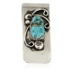 Handmade Certified Authentic Navajo Nickel and .925 Sterling Silver Natural Turquoise Native American Money Clip 11249-4