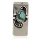 Handmade Certified Authentic Navajo Nickel and .925 Sterling Silver Natural Turquoise Native American Money Clip 11250-111