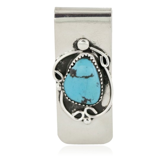 Handmade Certified Authentic Navajo Nickel and .925 Sterling Silver Natural Turquoise Native American Money Clip 11264-1 Handmade Certified Authentic Navajo Nickel and .925 Sterling Silver Natural Turquoise Native American Money Clip 11264-1