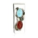 Handmade Certified Authentic Navajo Nickel and .925 Sterling Silver Natural Turquoise Red Jasper Native American Money Clip 10525-8