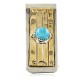 Handmade Certified Authentic Navajo Nickel and Brass Natural Turquoise Native American Money Clip 10523-3
