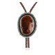 Handmade Certified Authentic Navajo Nickel Natural Agate Native American Bolo Tie 24393-4
