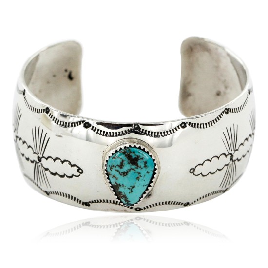 Handmade Certified Authentic Navajo Nickel Natural Turquoise Native American Bracelet 12784-10 All Products 391004150722 12784-10 (by LomaSiiva)