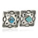 Handmade Certified Authentic Navajo Nickel Natural Turquoise Native American Cuff Links 19127