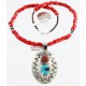 HANDMADE Certified Authentic Navajo Nickel Turquoise and CORAL Native American Necklace 371105467875 HANDMADE Certified Authentic Navajo Nickel Turquoise and CORAL Native American Necklace 371105467875