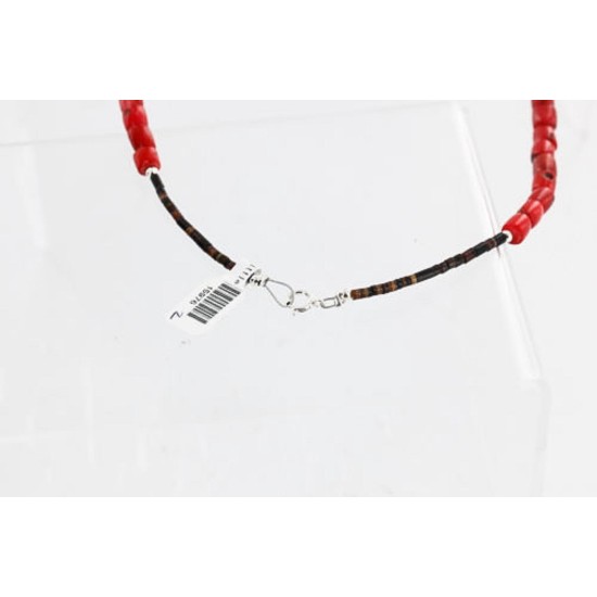 HANDMADE Certified Authentic Navajo Nickel Turquoise and CORAL Native American Necklace 371105467875 HANDMADE Certified Authentic Navajo Nickel Turquoise and CORAL Native American Necklace 371105467875