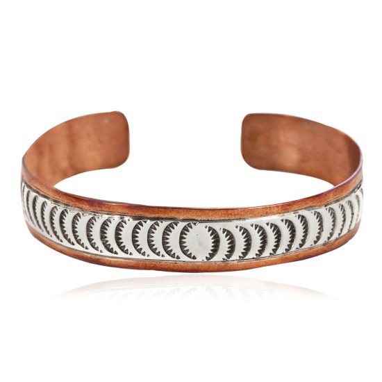 Handmade Certified Authentic Navajo Pure .925 Sterling Silver and Copper Native American Bracelet 12721-4 Handmade Certified Authentic Navajo Pure .925 Sterling Silver and Copper Native American Bracelet 12721-4