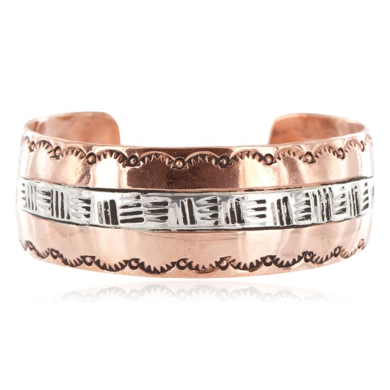 Handmade Certified Authentic Navajo Pure .925 Sterling Silver and Copper Native American Bracelet 12899-3
